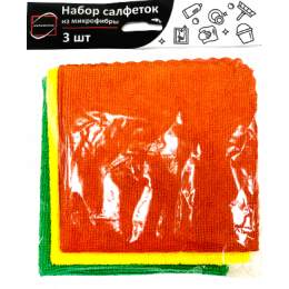 Салфетка из микрофибры 30 х 30 см, набор 3 шт