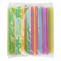 Пластиковые трубочки для напитков прямая для Bubble Tea 12 x 250 мм, цветные, 250 шт (1/12)
