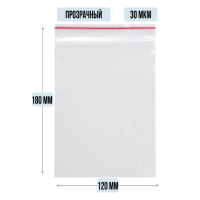 Пакет ZIP гриппер 120 x 180 мм, 30 мкм, 100 шт